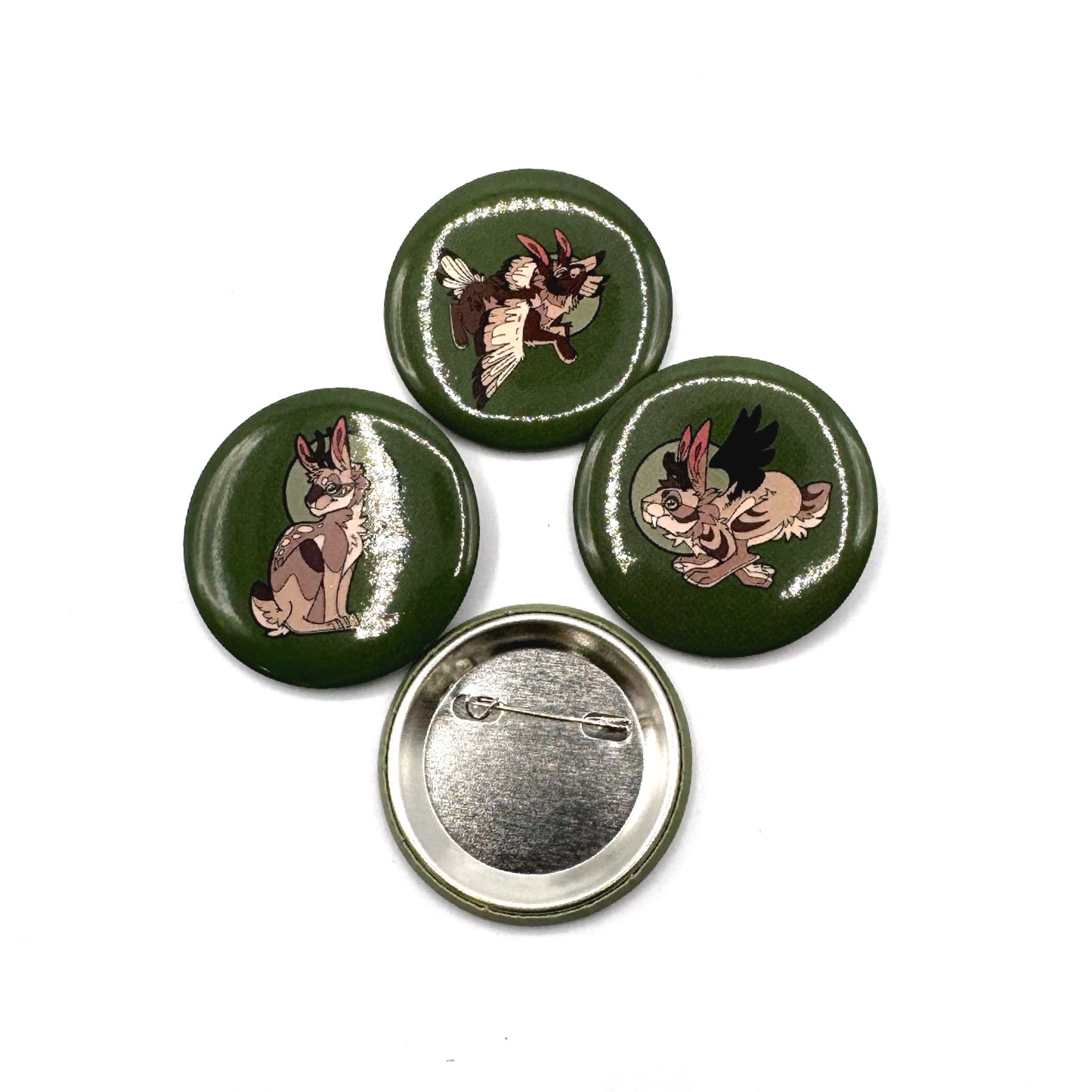 Folk Rabbit Trio Button Pin Set