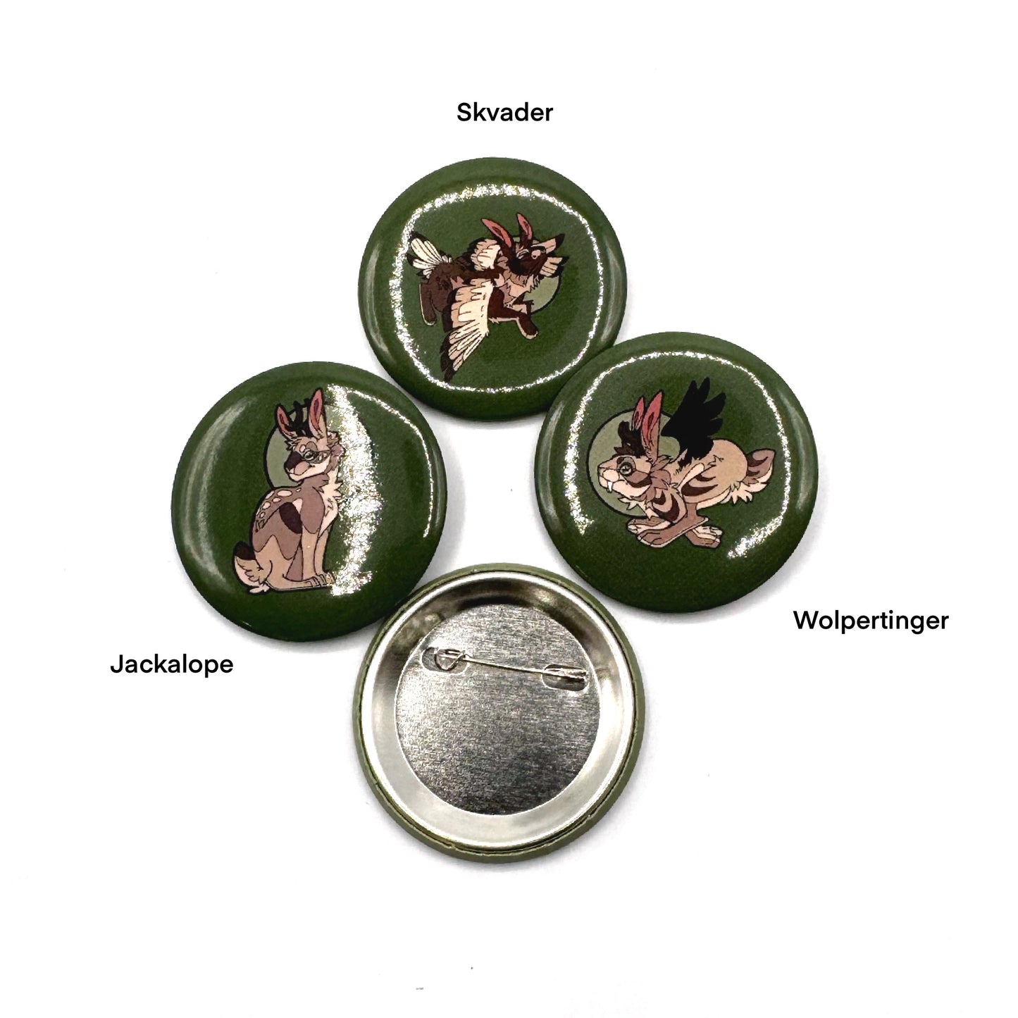 Folk Rabbit Trio Button Pin Set