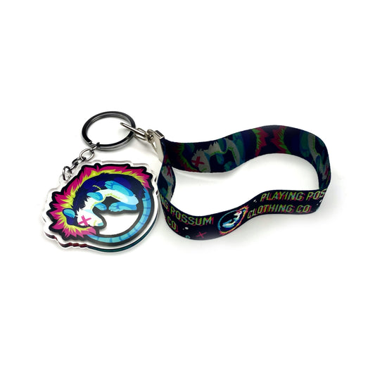 Playing Possum Keychain +Wristlet Lanyard Set