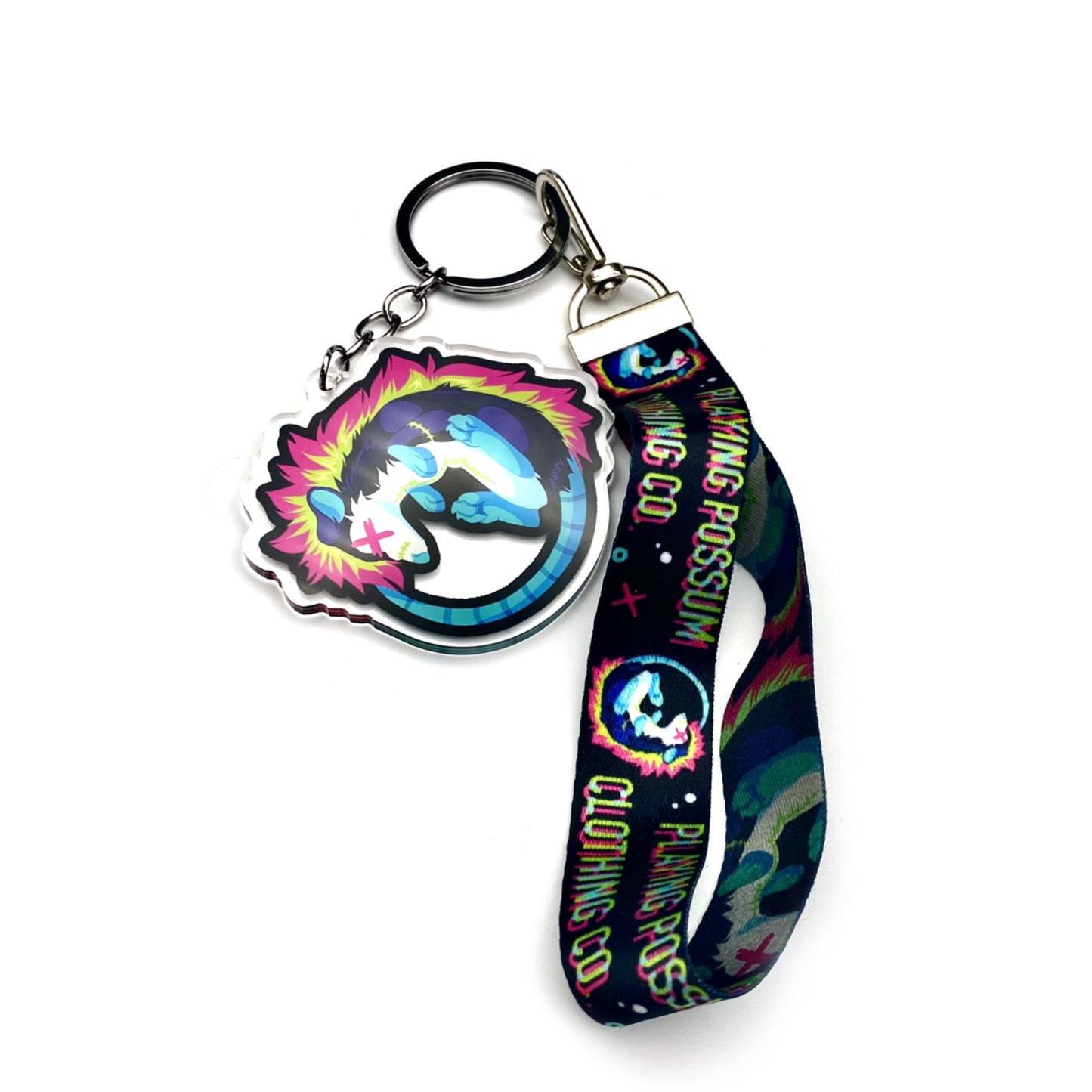 Playing Possum Keychain +Wristlet Lanyard Set