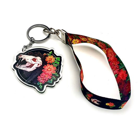 Beautiful Cycle Keychain +Wristlet Lanyard Set