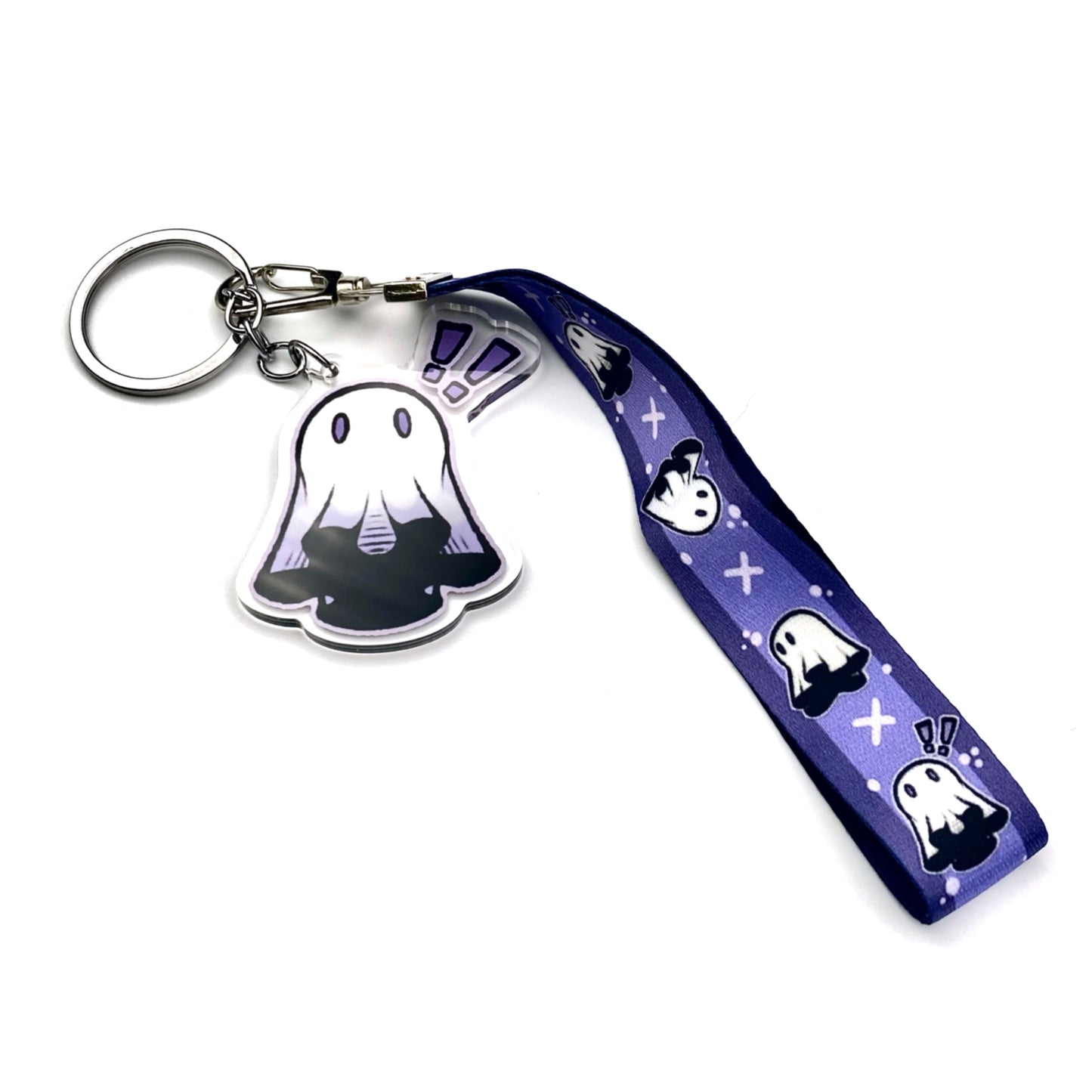 Lilac Ghosties Keychain +Wristlet Lanyard Set
