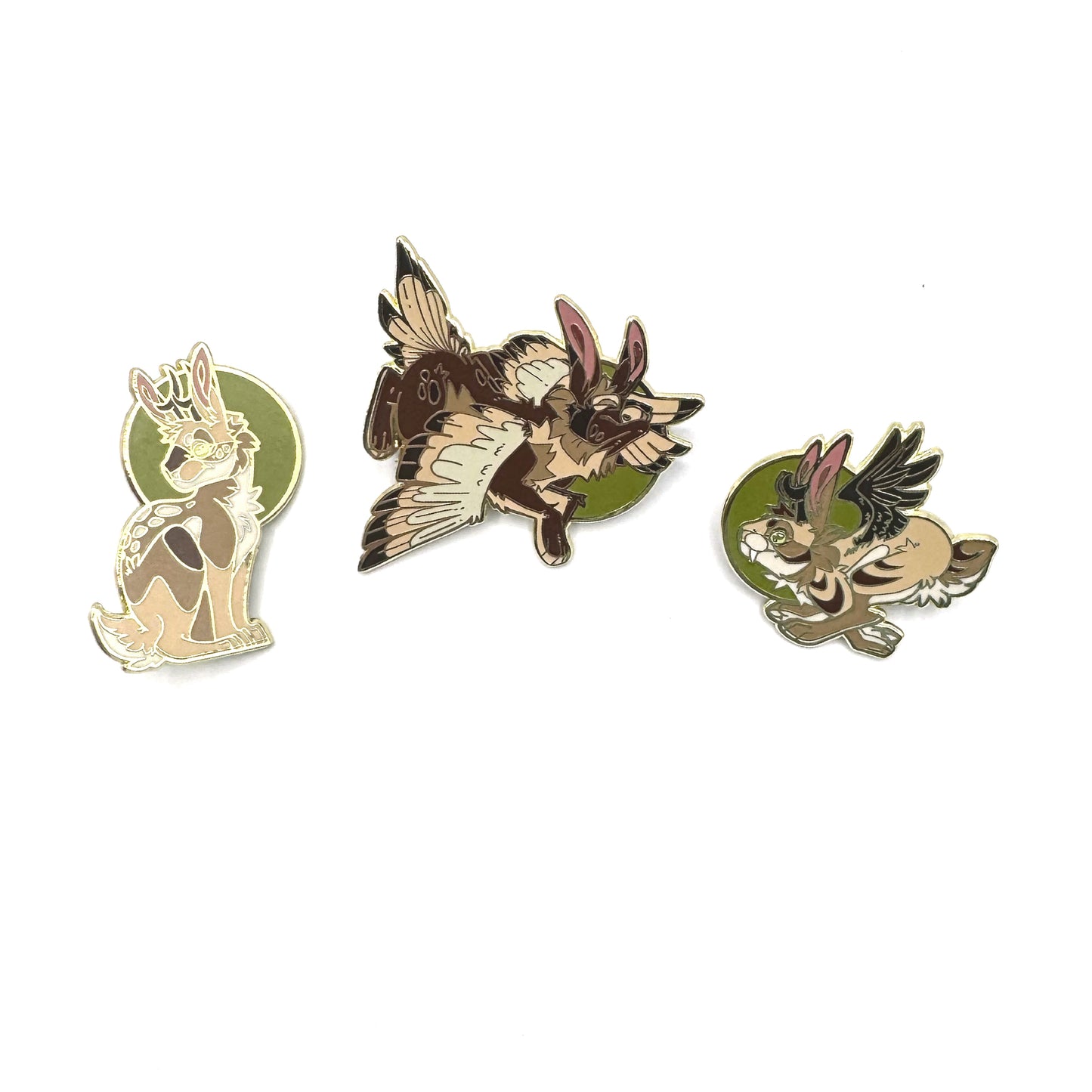 Folk Rabbit Trio Enamel Pin Set