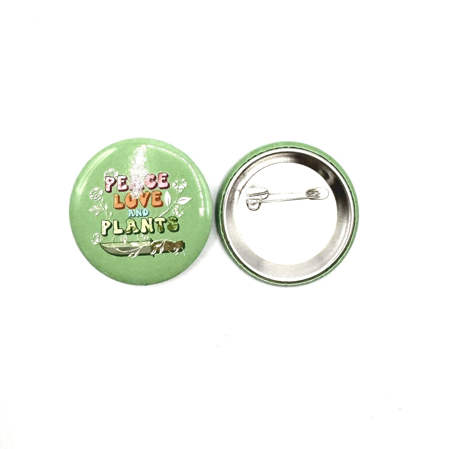 Peace, Love and Plants Button Pin