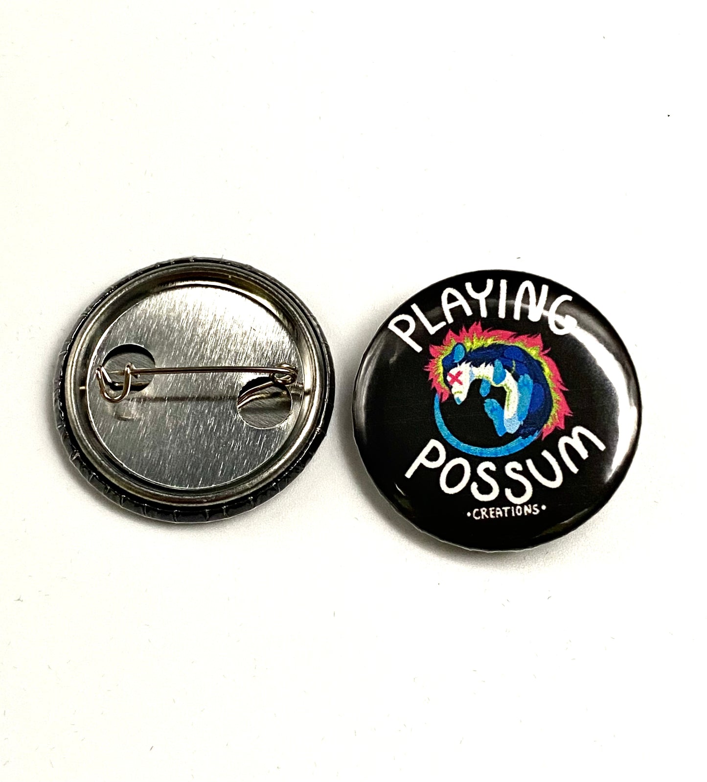 Playing Possum Logo Button Pin