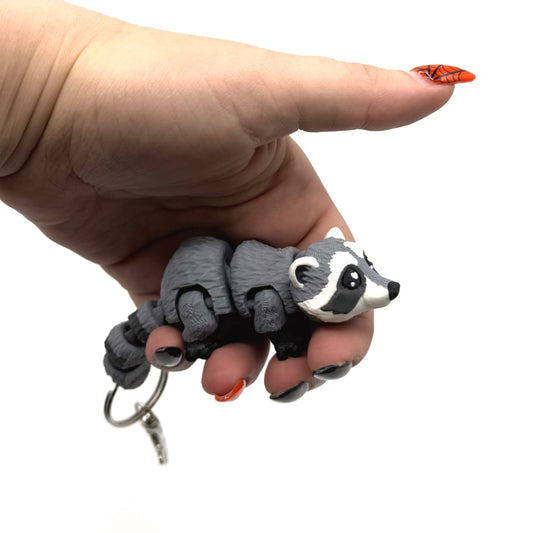 3D Printed Fidget Raccoon Keychain