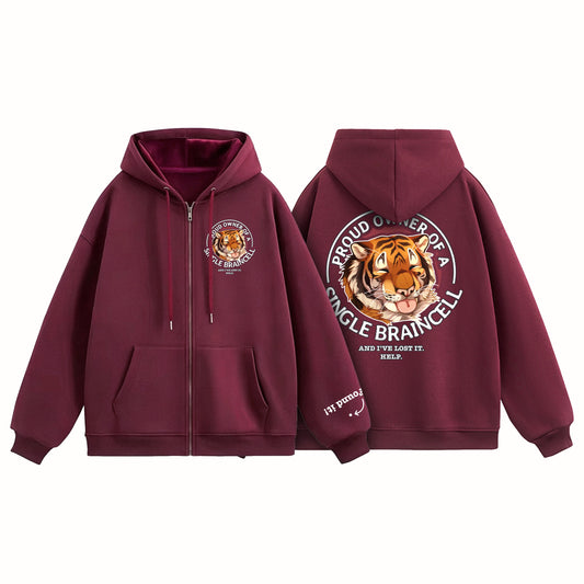 Single Braincell Tiger Zip-Up Hoodie [PREORDER]