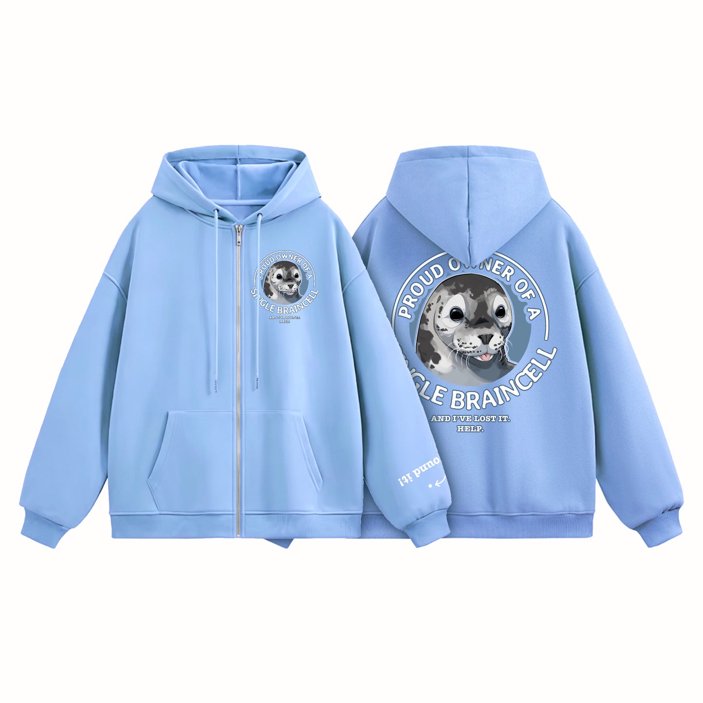 Single Braincell Seal Zip-Up Hoodie [PREORDER]