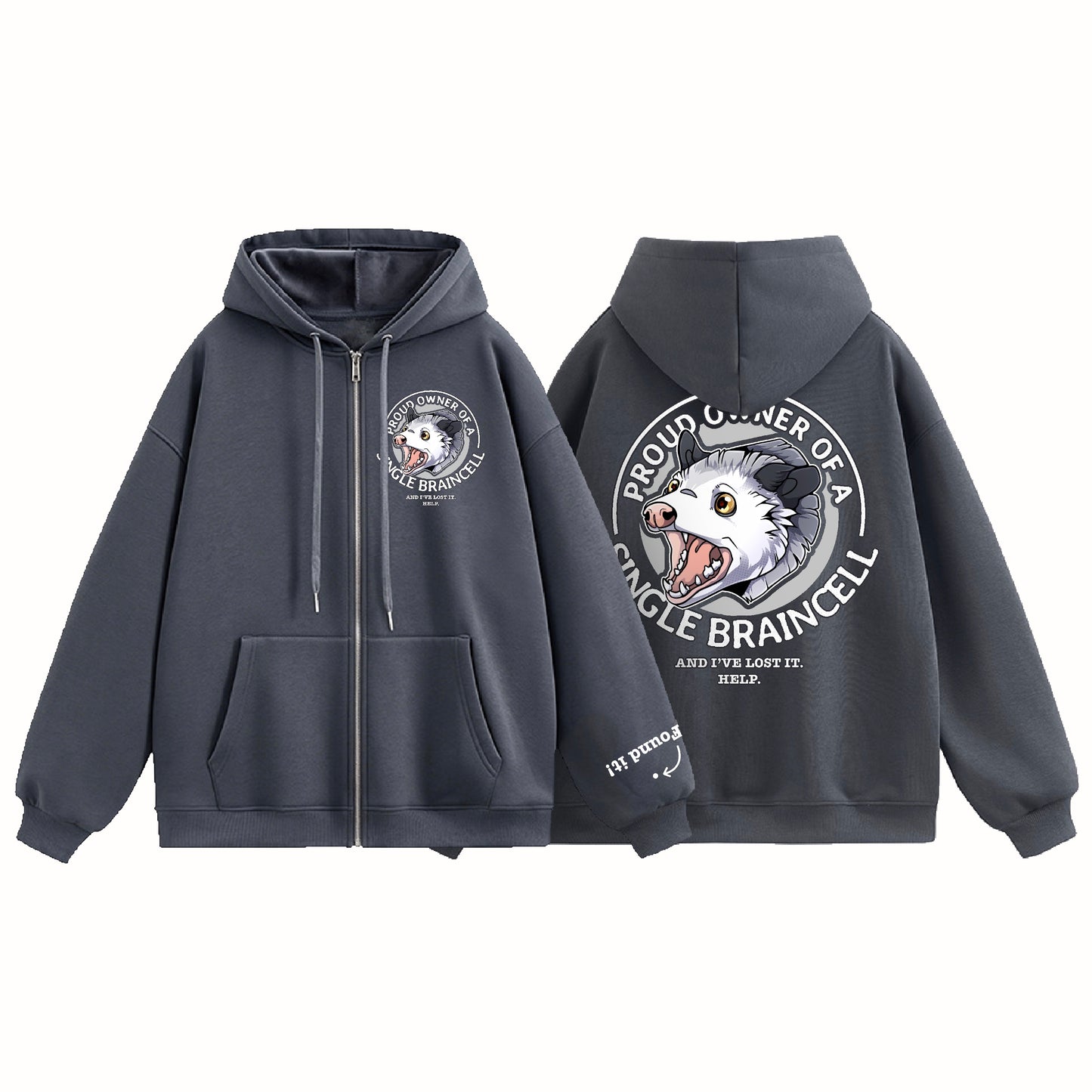 Single Braincell Possum Zip-Up Hoodie [PREORDER]