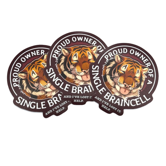 Single Braincell Tiger Sticker
