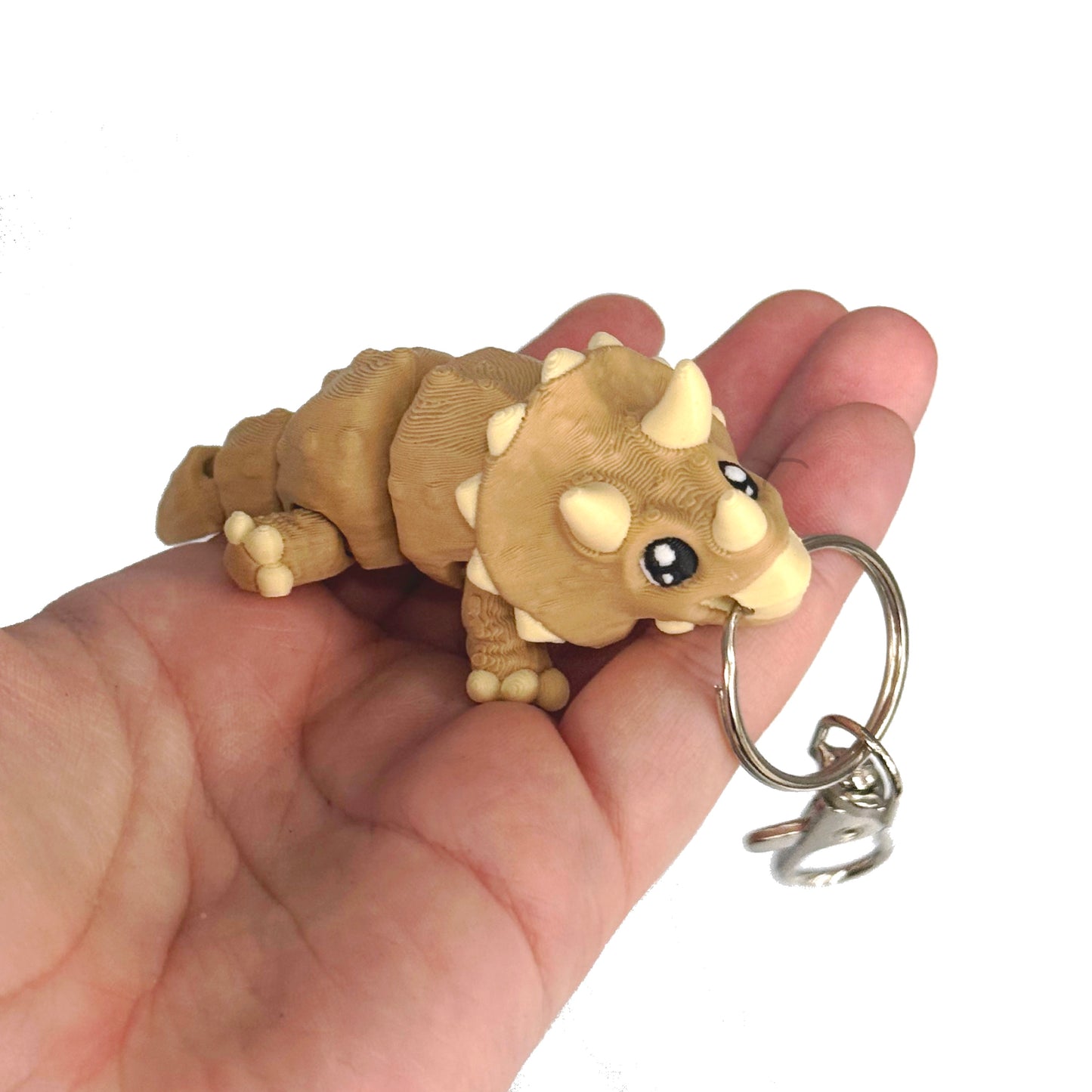 Triceratops 3D Printed Fidget Keychain
