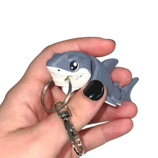 Great White Shark 3D Printed Fidget Keychain