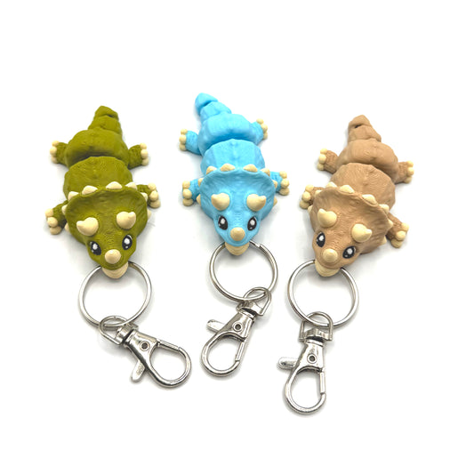Triceratops 3D Printed Fidget Keychain