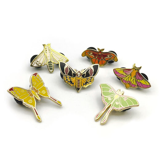 Moth Menagerie Enamel Pin Set (6 Count)