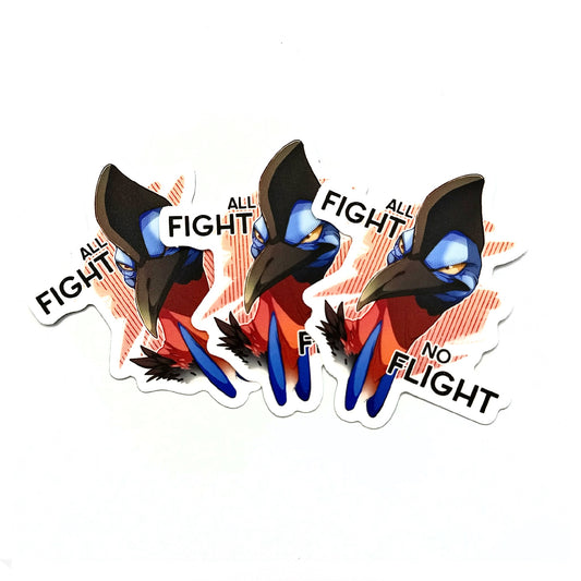 All Fight No Flight Cassowary Sticker