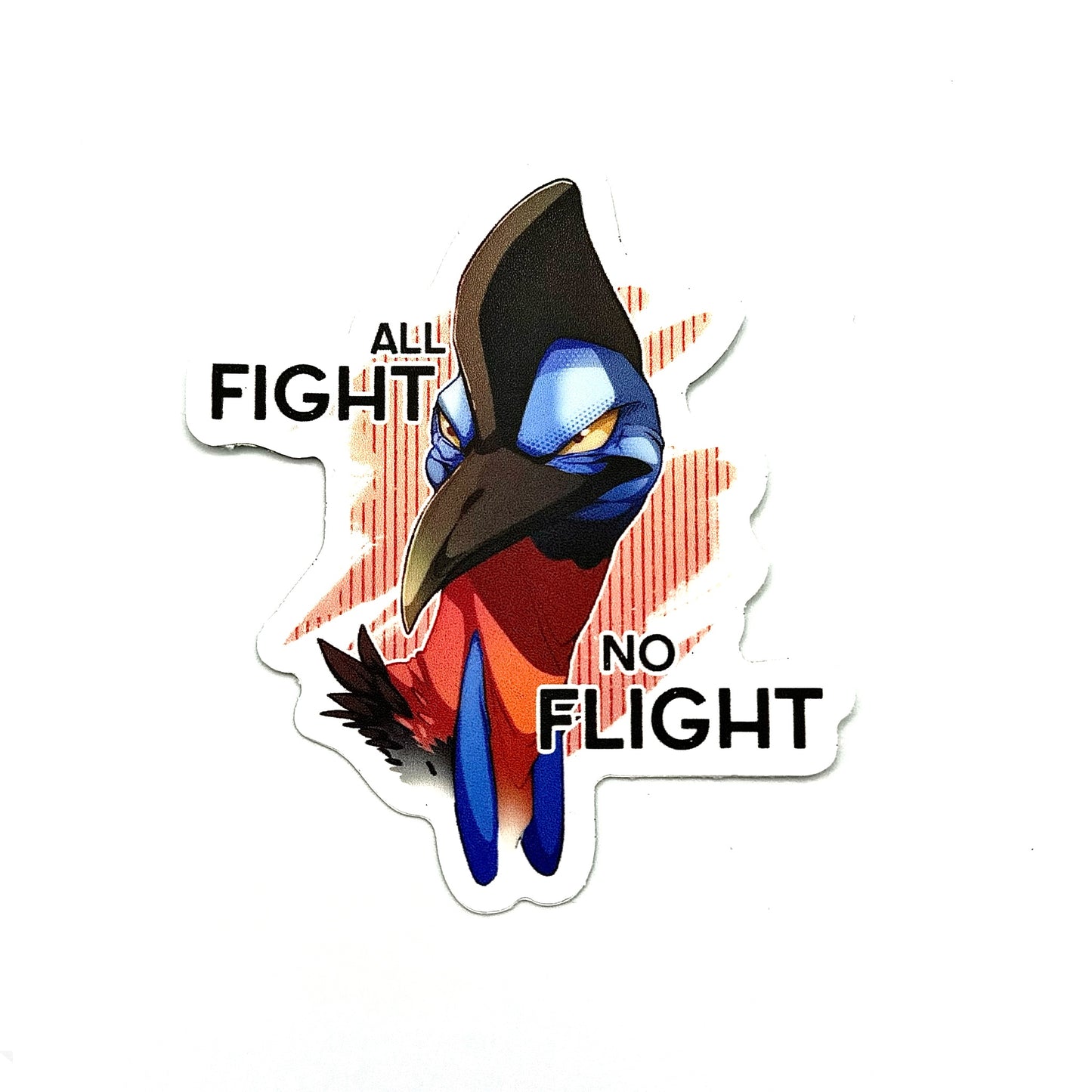 All Fight No Flight Cassowary Sticker