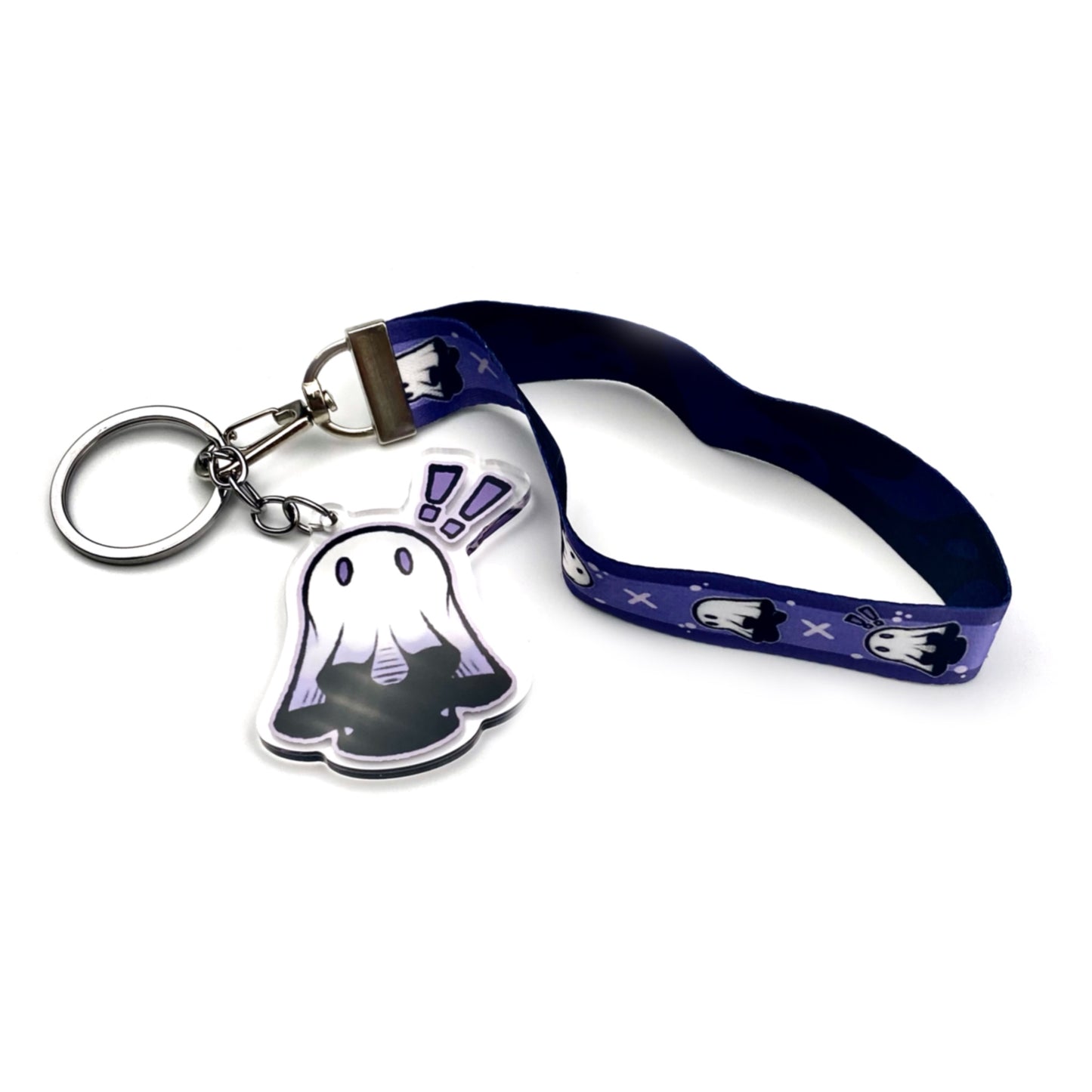 Lilac Ghosties Keychain +Wristlet Lanyard Set