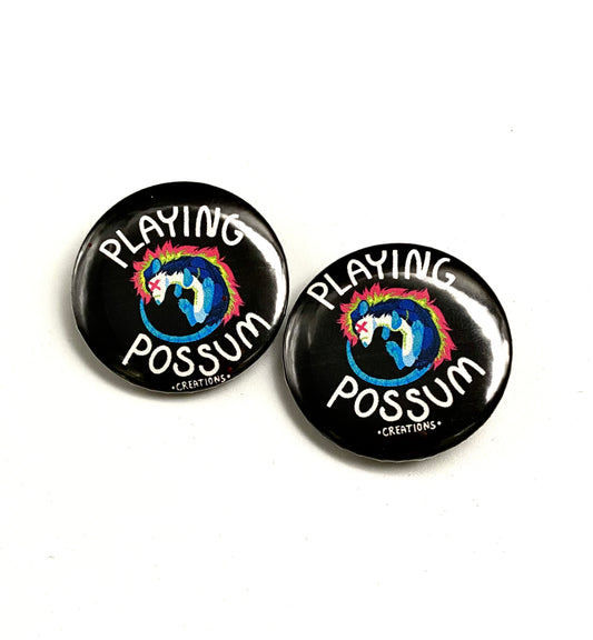 Playing Possum Logo Button Pin
